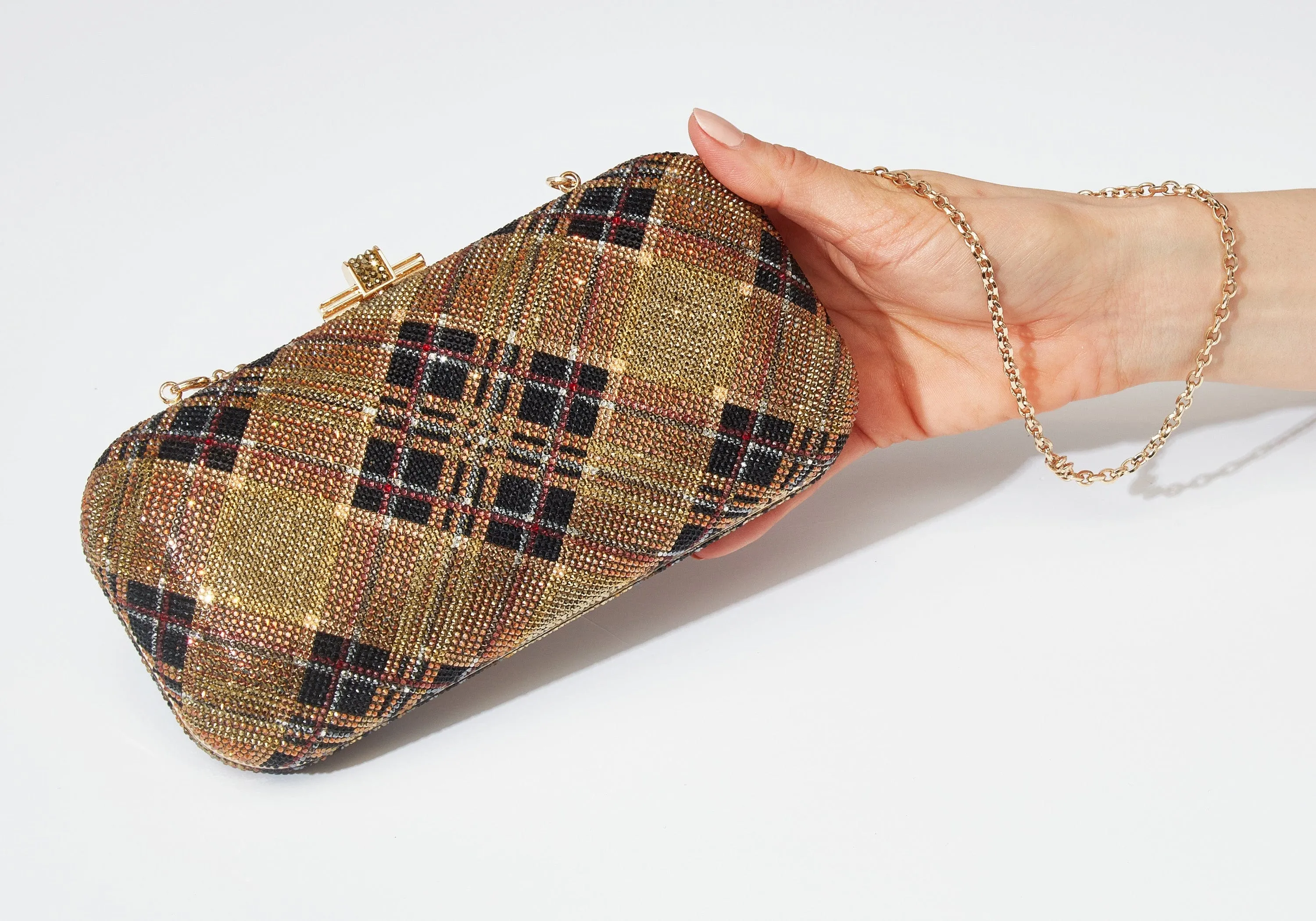 Long Slide Bias Tartan Aurum sold by Judith Leiber product image thumbnail 2