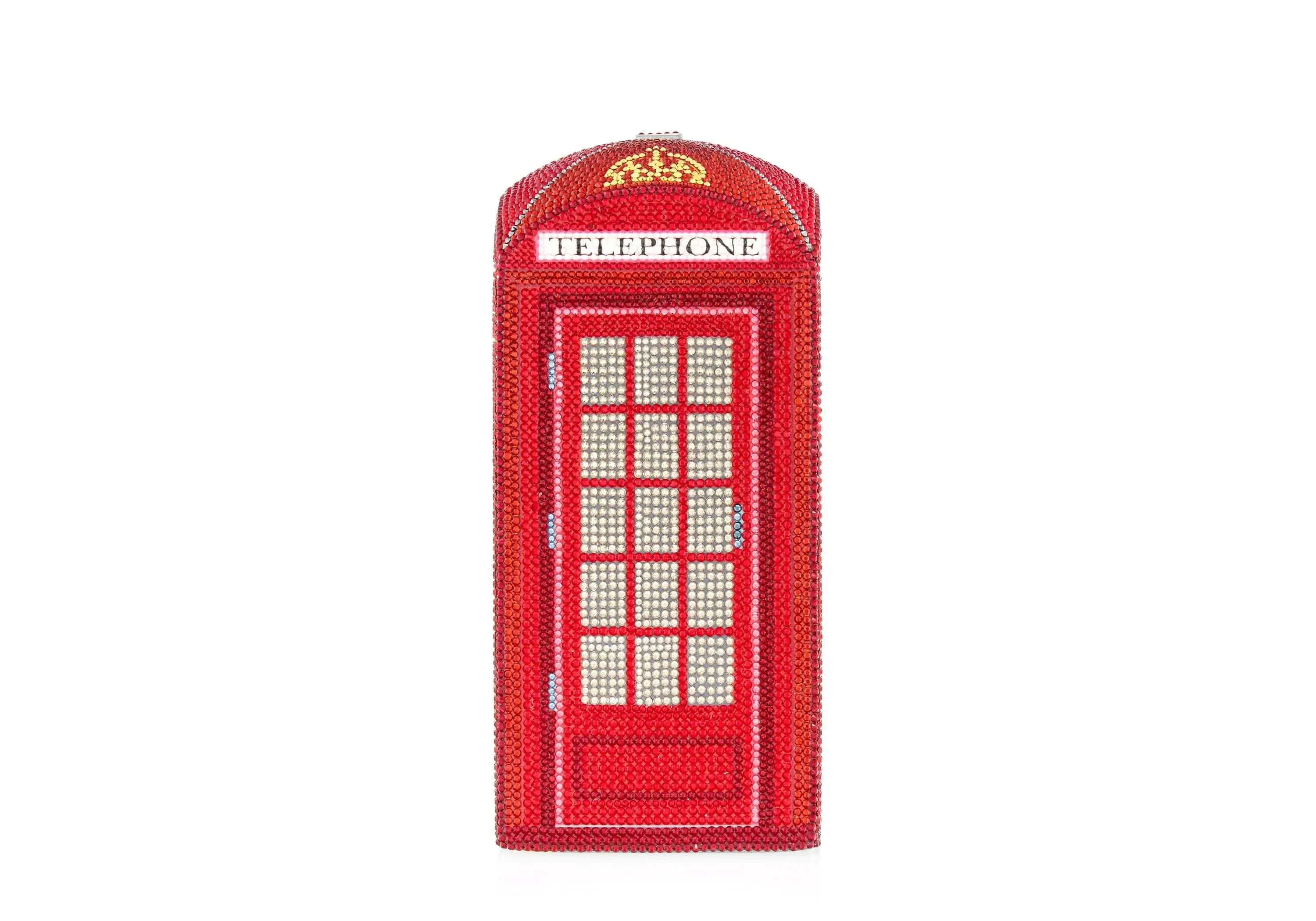 Rectangle Dome London Call Red sold by Judith Leiber