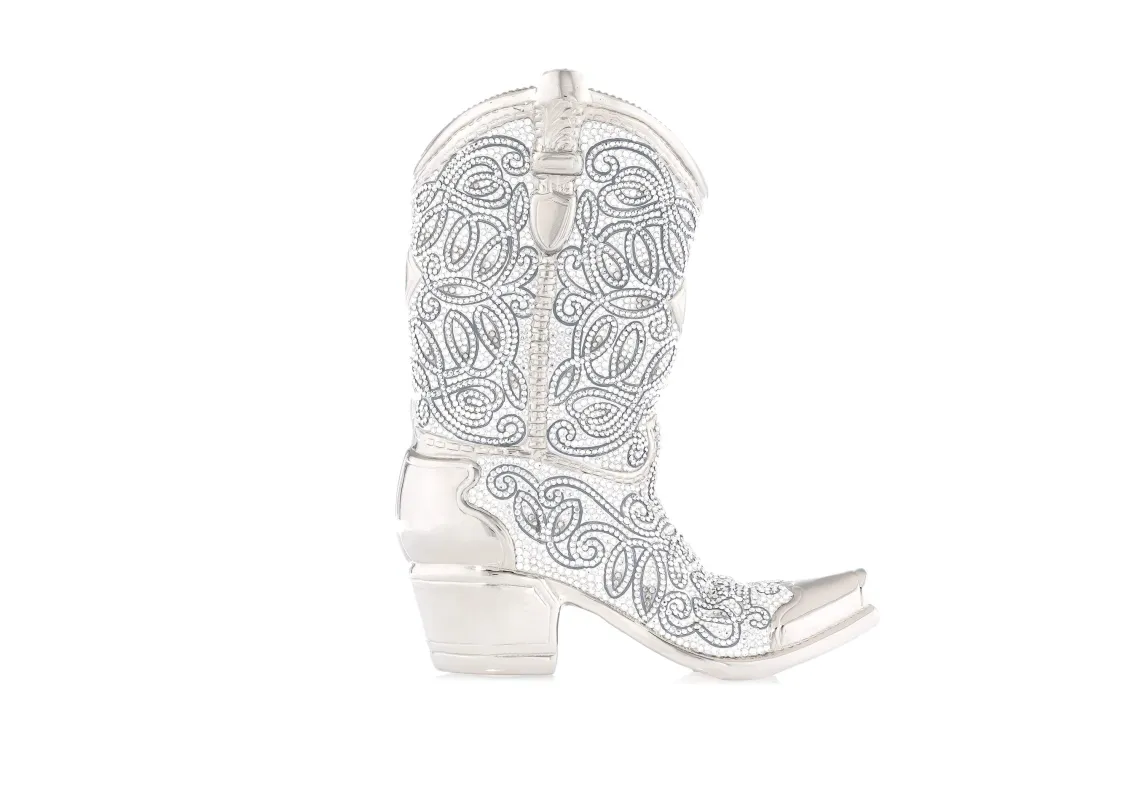 Cowboy Boot Austin Silver Purse sold by Judith Leiber
