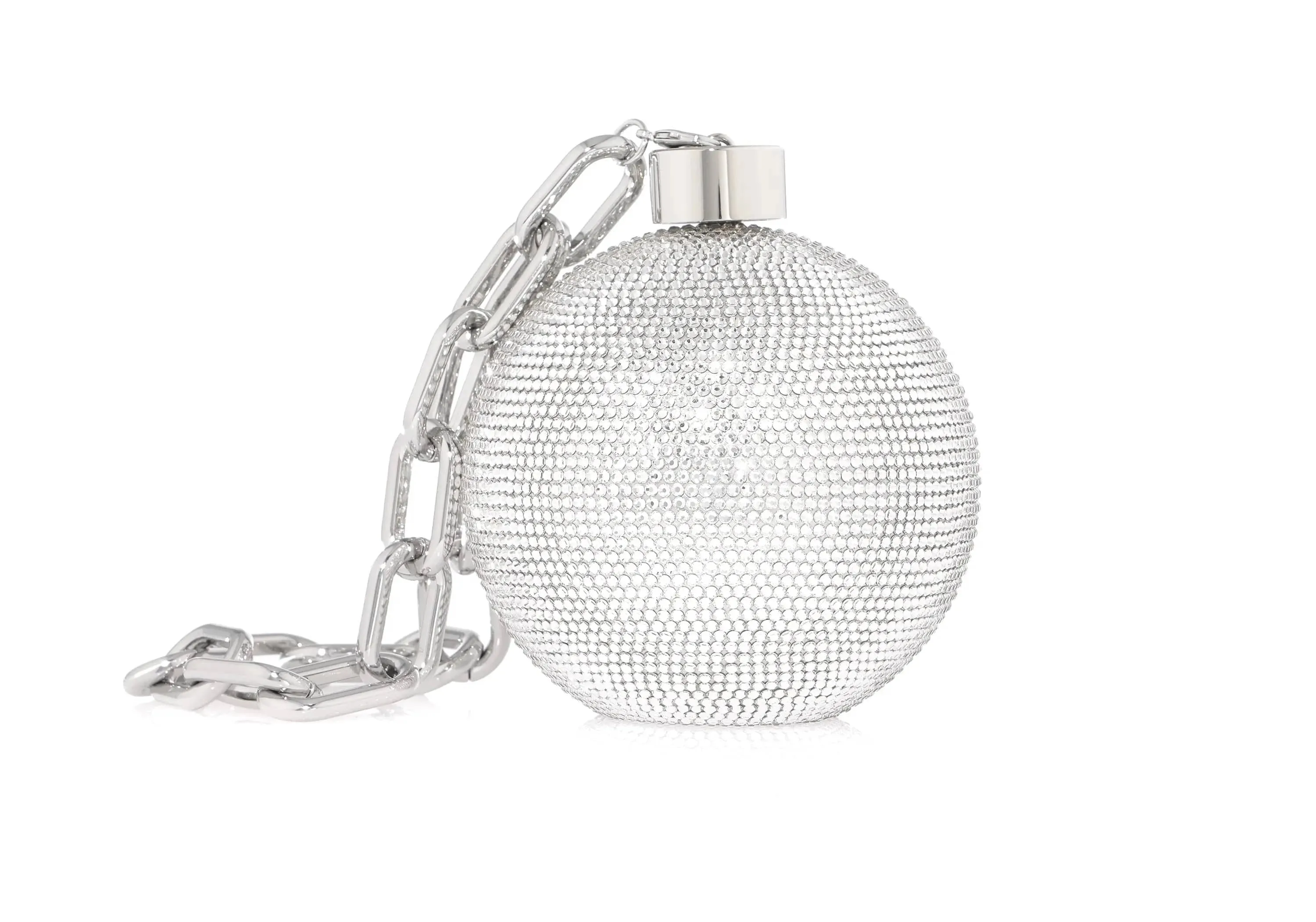 Sphere Ball and Chain Silver sold by Judith Leiber