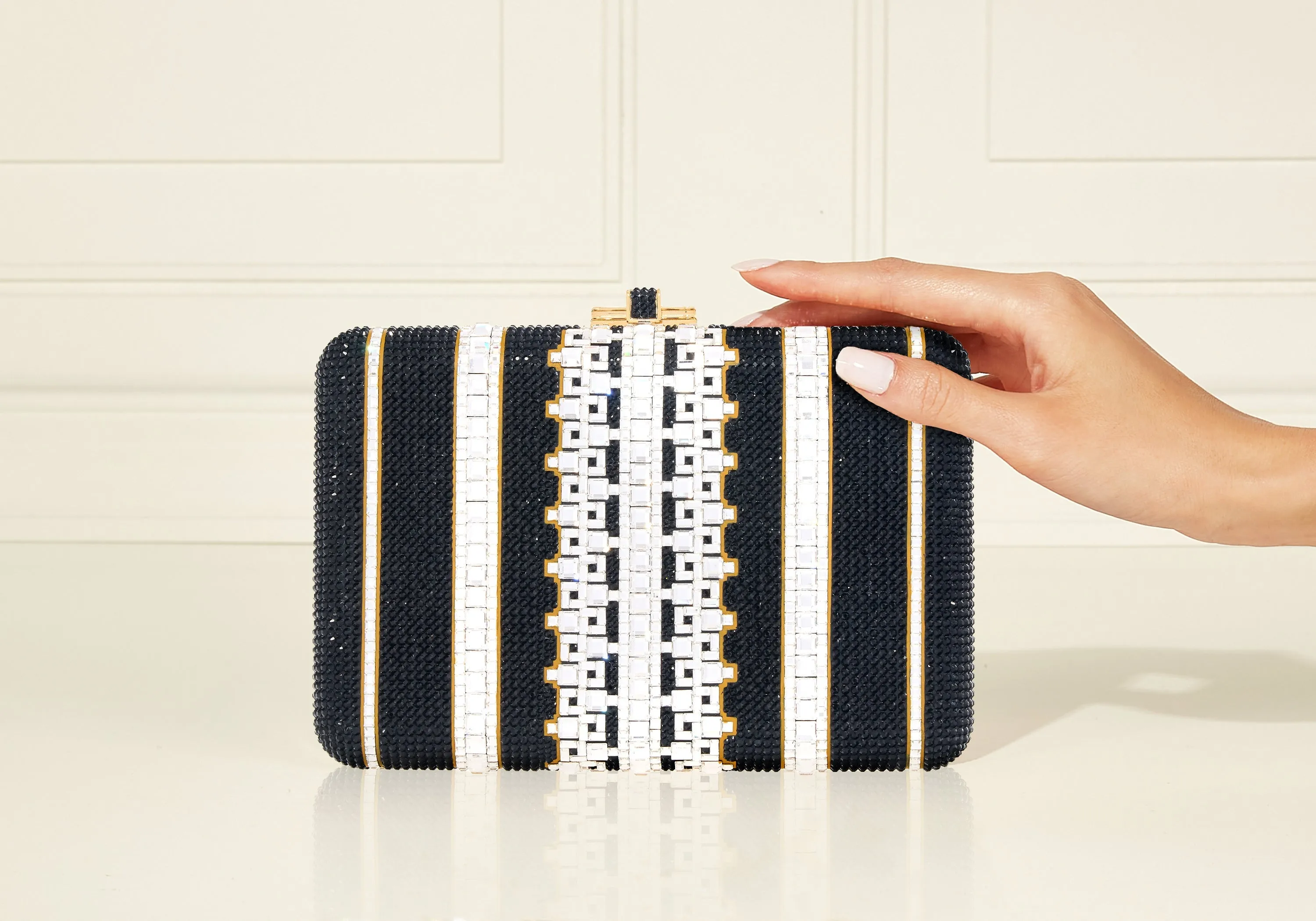 Slim Slide Crystal Lattice Black Clutch sold by Judith Leiber product image thumbnail 2