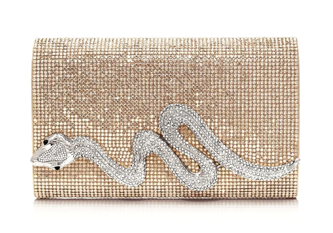 Serpent Crystal Clutch Champagne sold by Judith Leiber