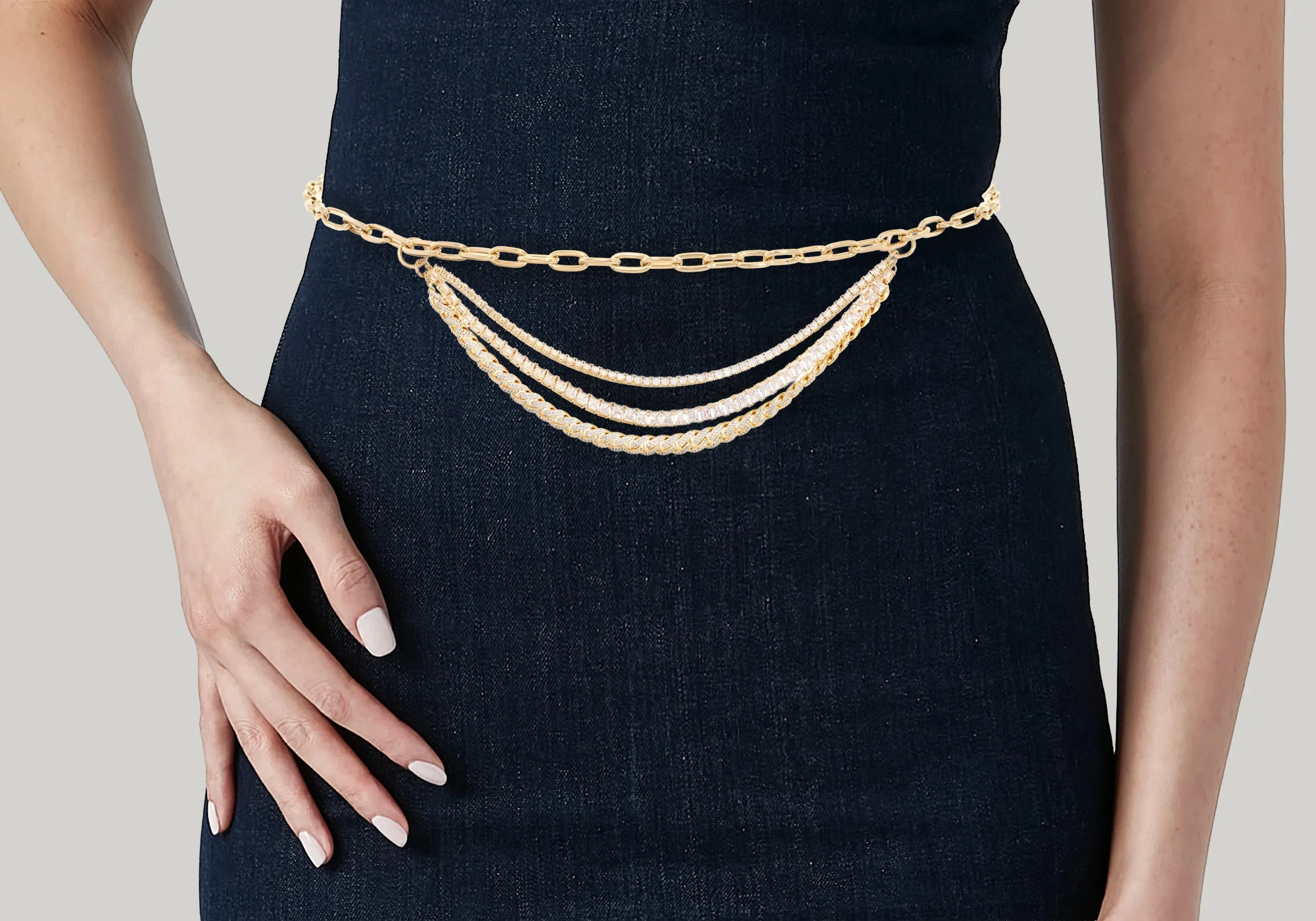 Triple Chain Belt Champagne sold by Judith Leiber