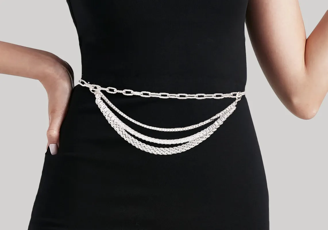 Triple Chain Belt Silver sold by Judith Leiber