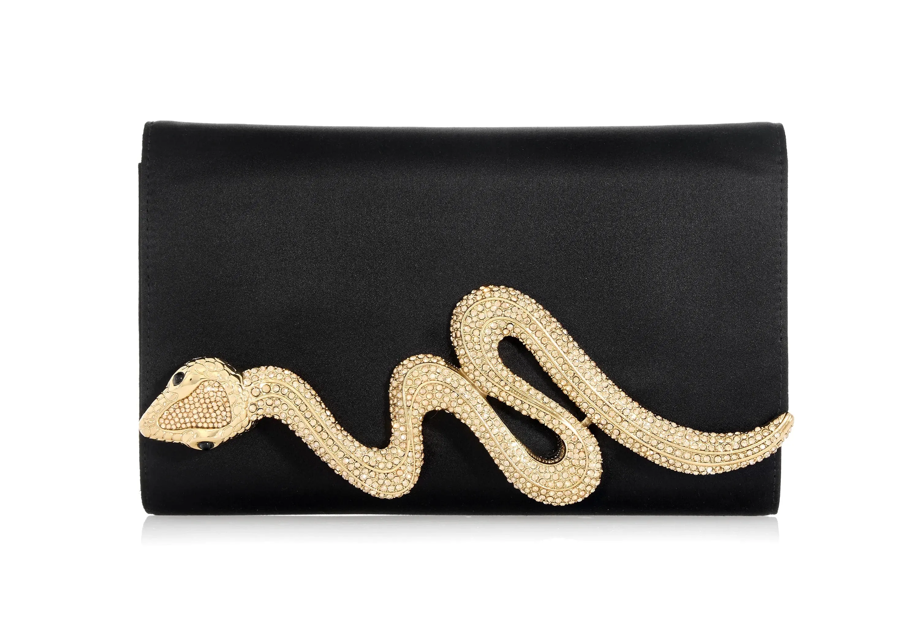 Serpent Fizzoni Champagne Black Satin sold by Judith Leiber
