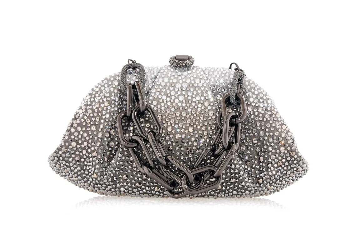 Gemma Crystal Caviar Platinum Gradient sold by Judith Leiber