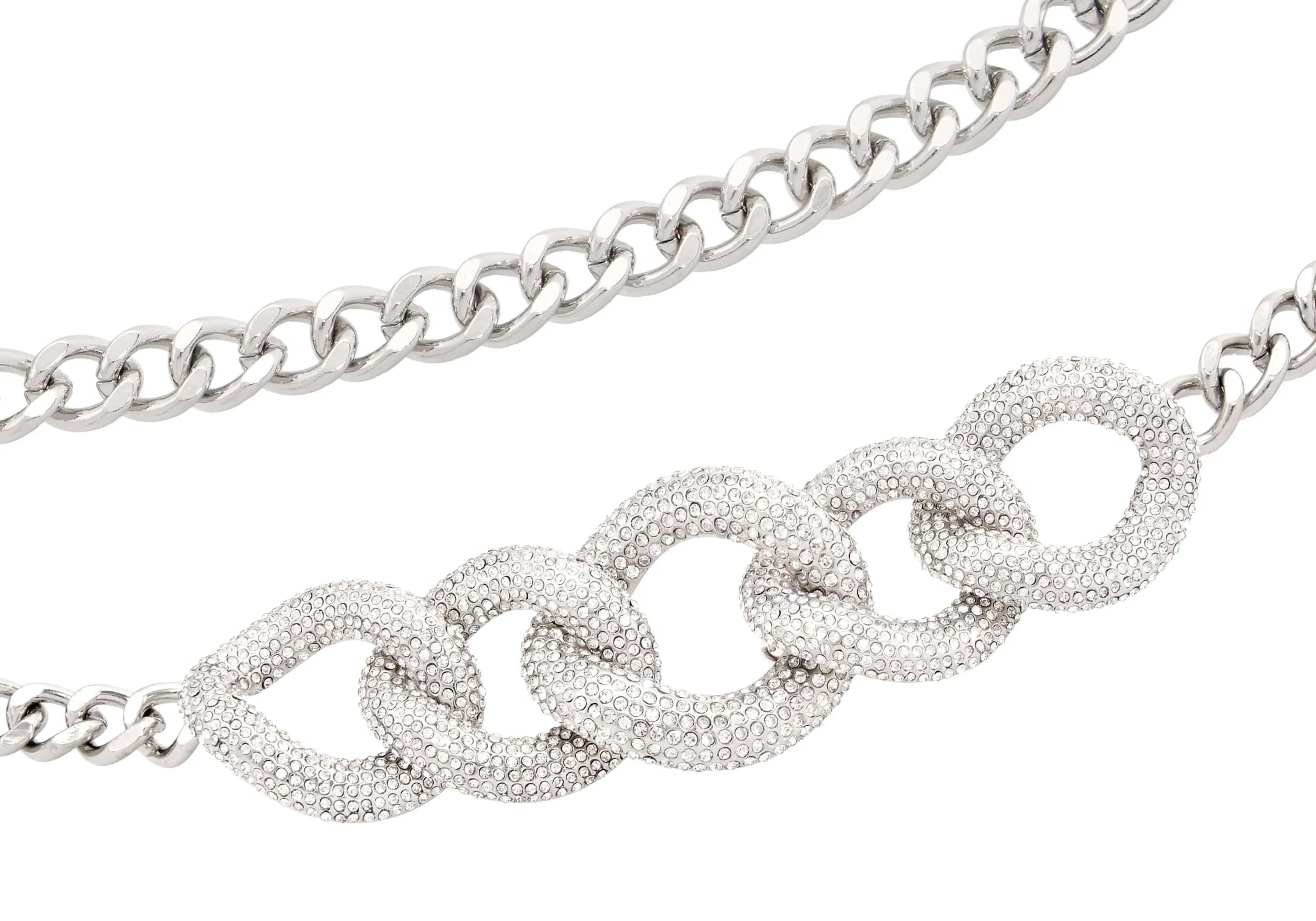 Fancy Curb Link Belt Pave Silver sold by Judith Leiber product image thumbnail 4