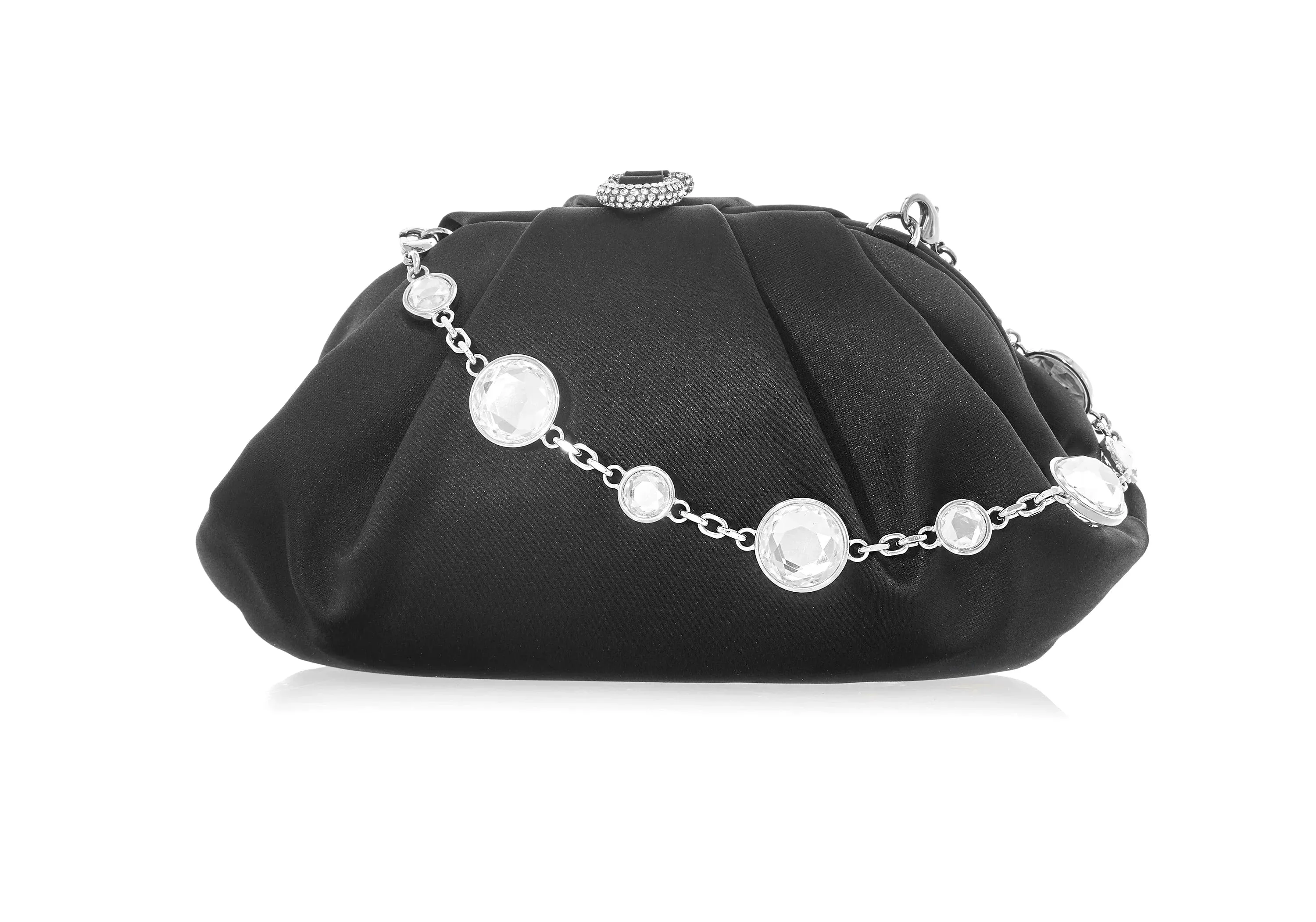 Gemma Satin Black sold by Judith Leiber