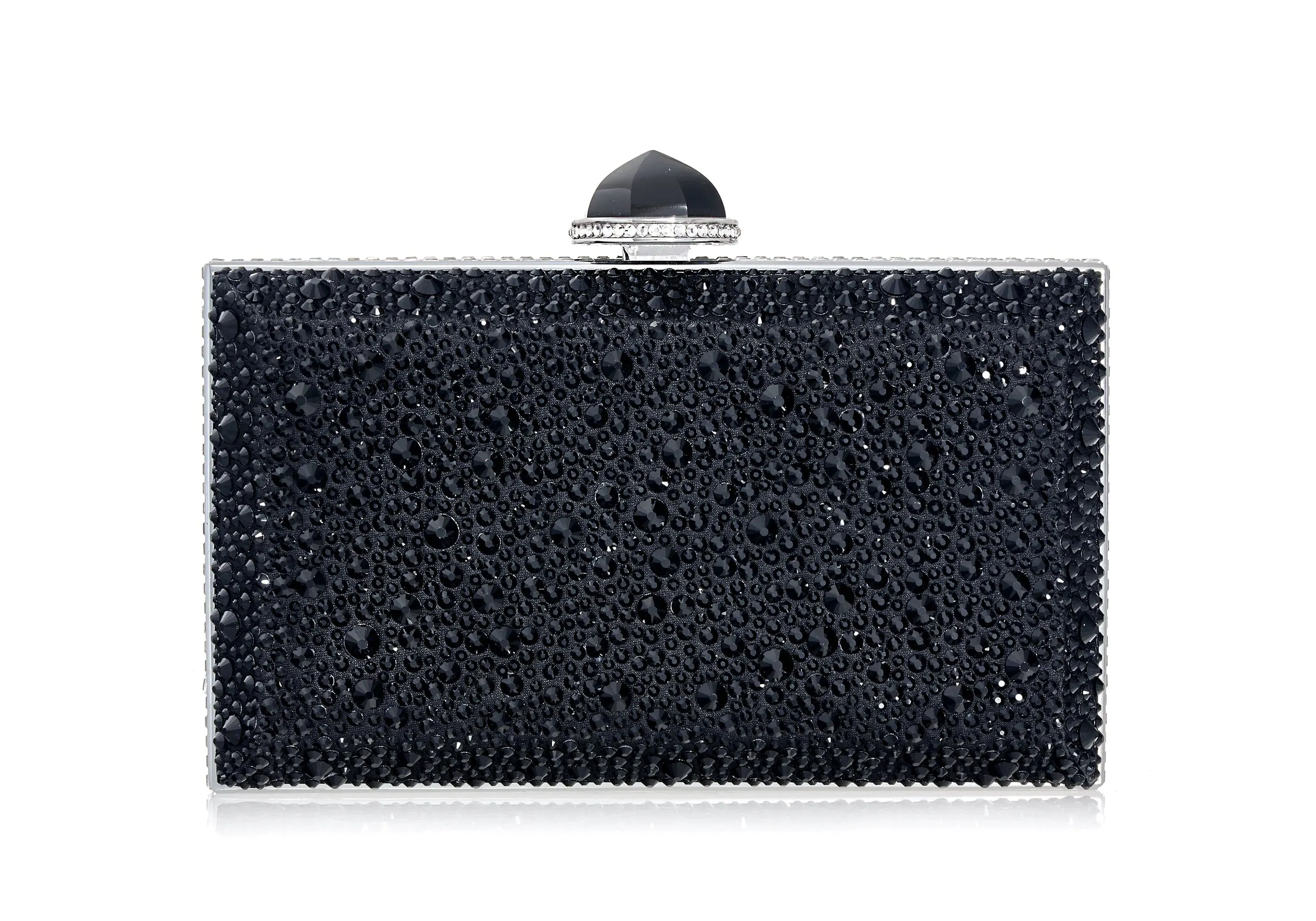 Skylar Crystal Caviar Black sold by Judith Leiber