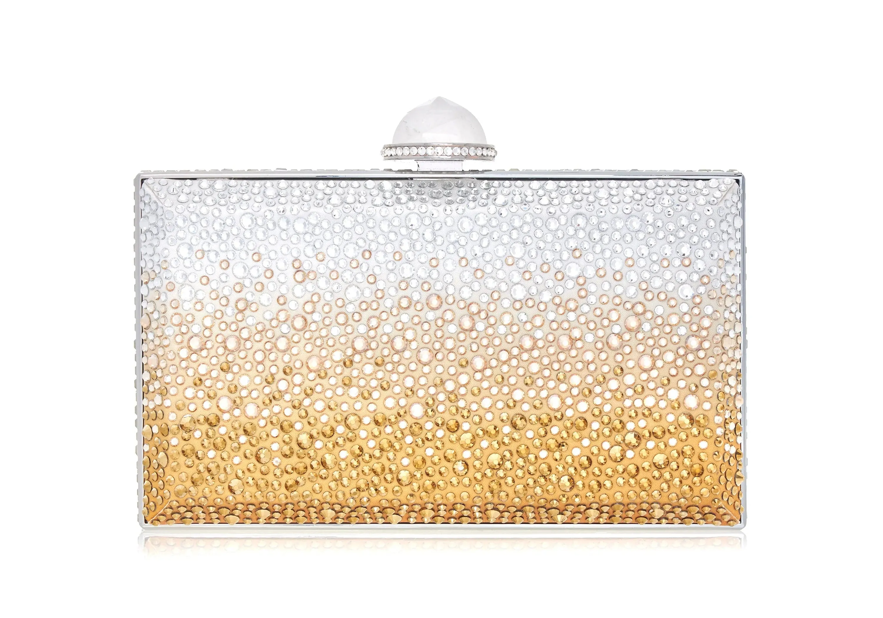 Skylar Crystal Caviar Gradient Golden sold by Judith Leiber