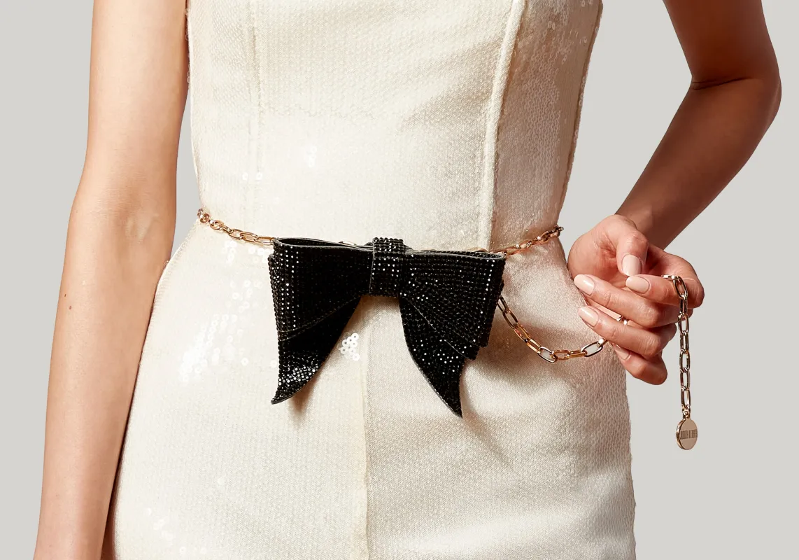 Soft Bow Belt Black sold by Judith Leiber
