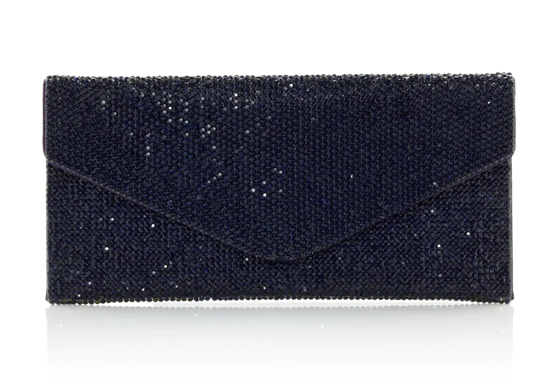 Crystal Envelope Navy sold by Judith Leiber