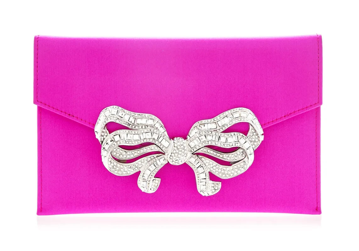 Satin Bow Envelope Fuchsia made by Judith Leiber