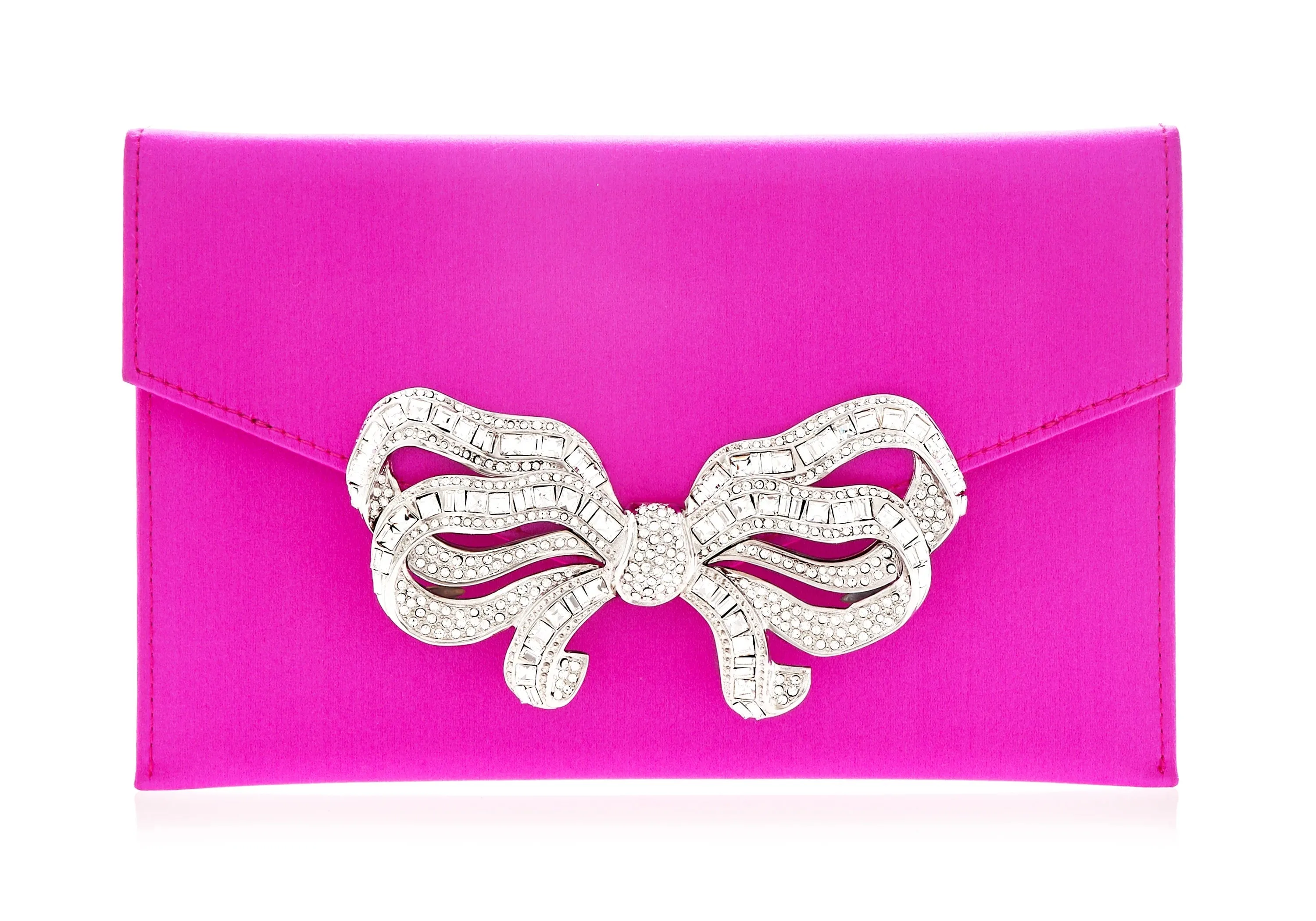 Satin Bow Envelope Fuchsia sold by Judith Leiber