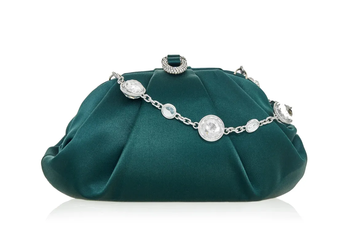 Gemma Satin Emerald sold by Judith Leiber