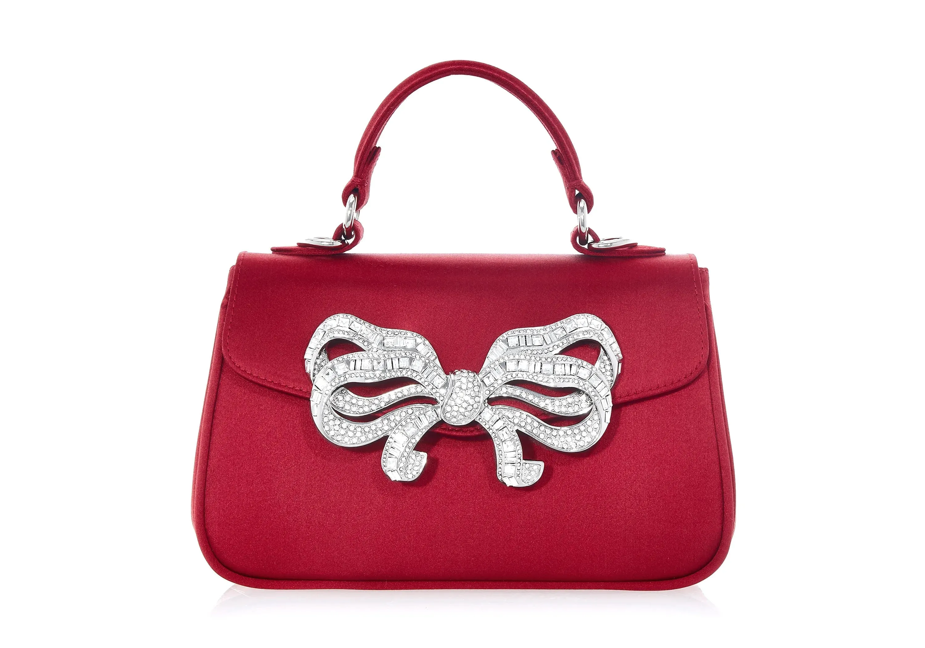 Satin Bow Top Handle Crimson sold by Judith Leiber