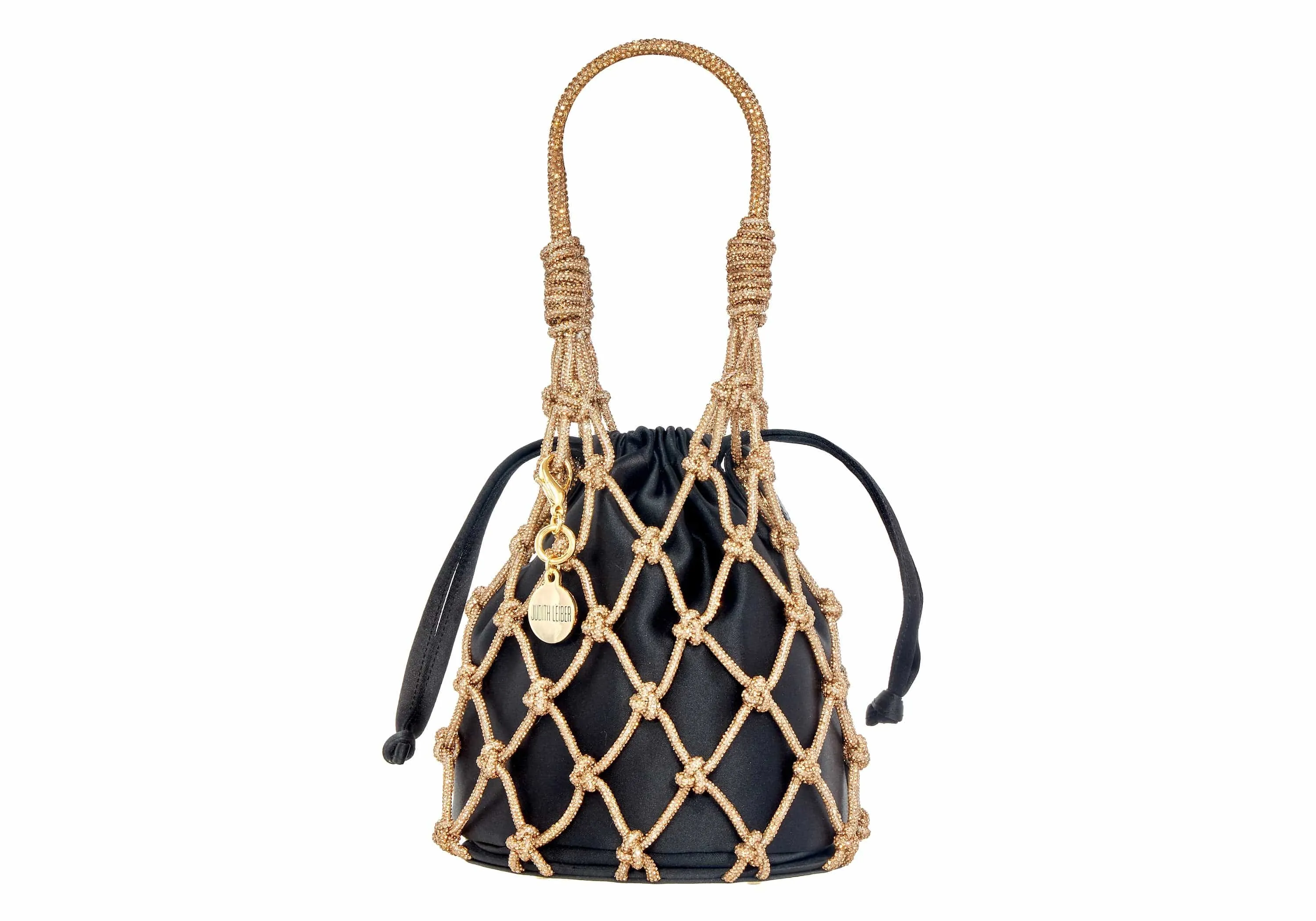 Sparkle Net Pouch Gold Black sold by Judith Leiber