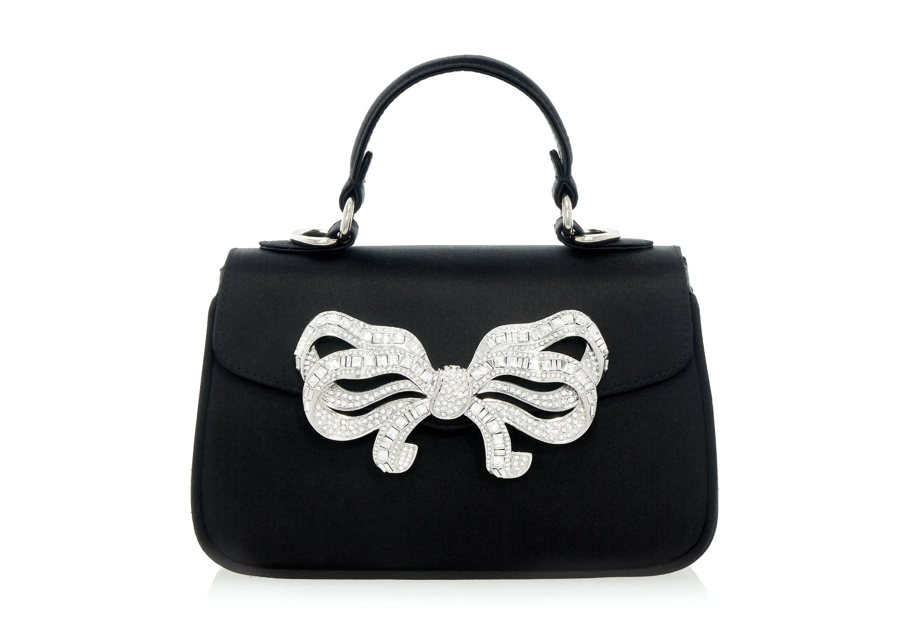 Satin Bow Top Handle Black sold by Judith Leiber