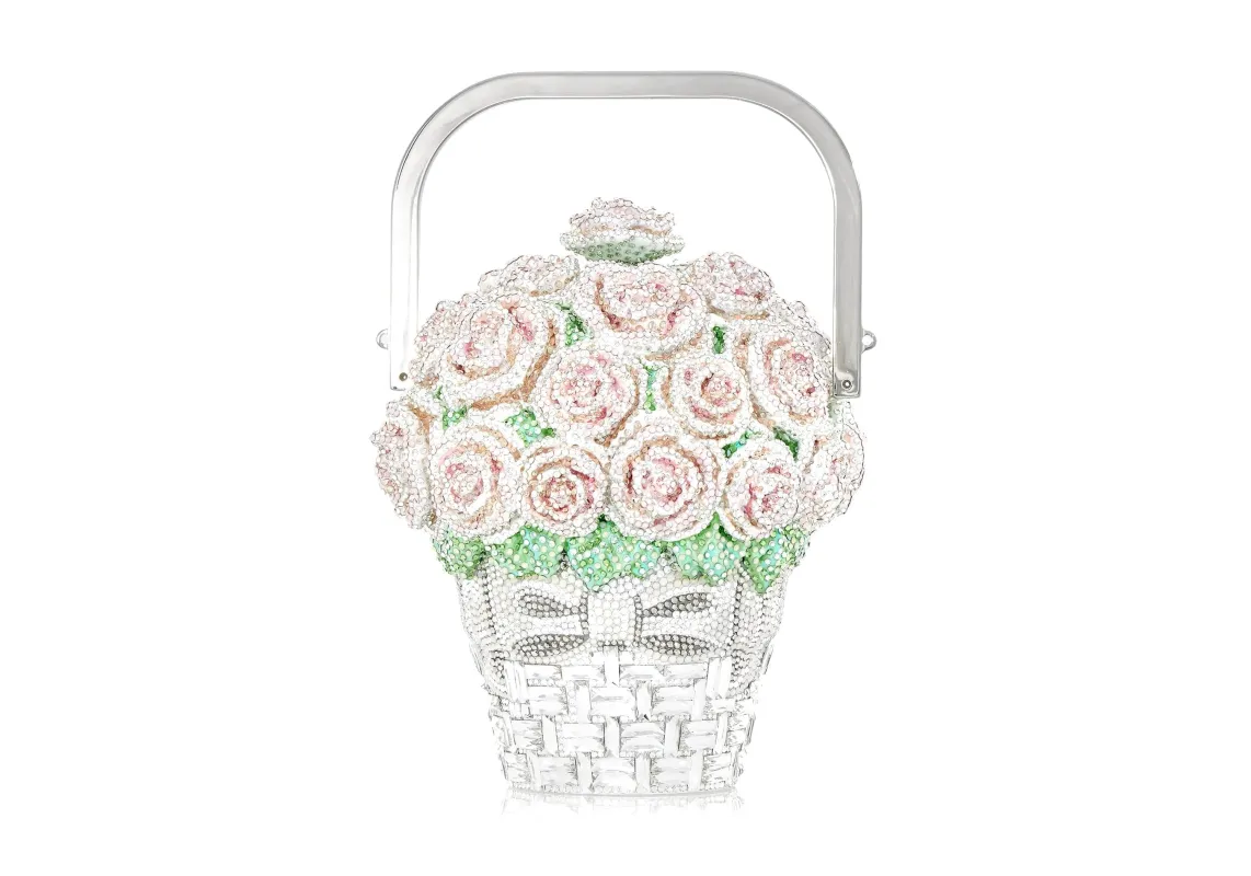 Basket of Roses Blush Bouquet sold by Judith Leiber