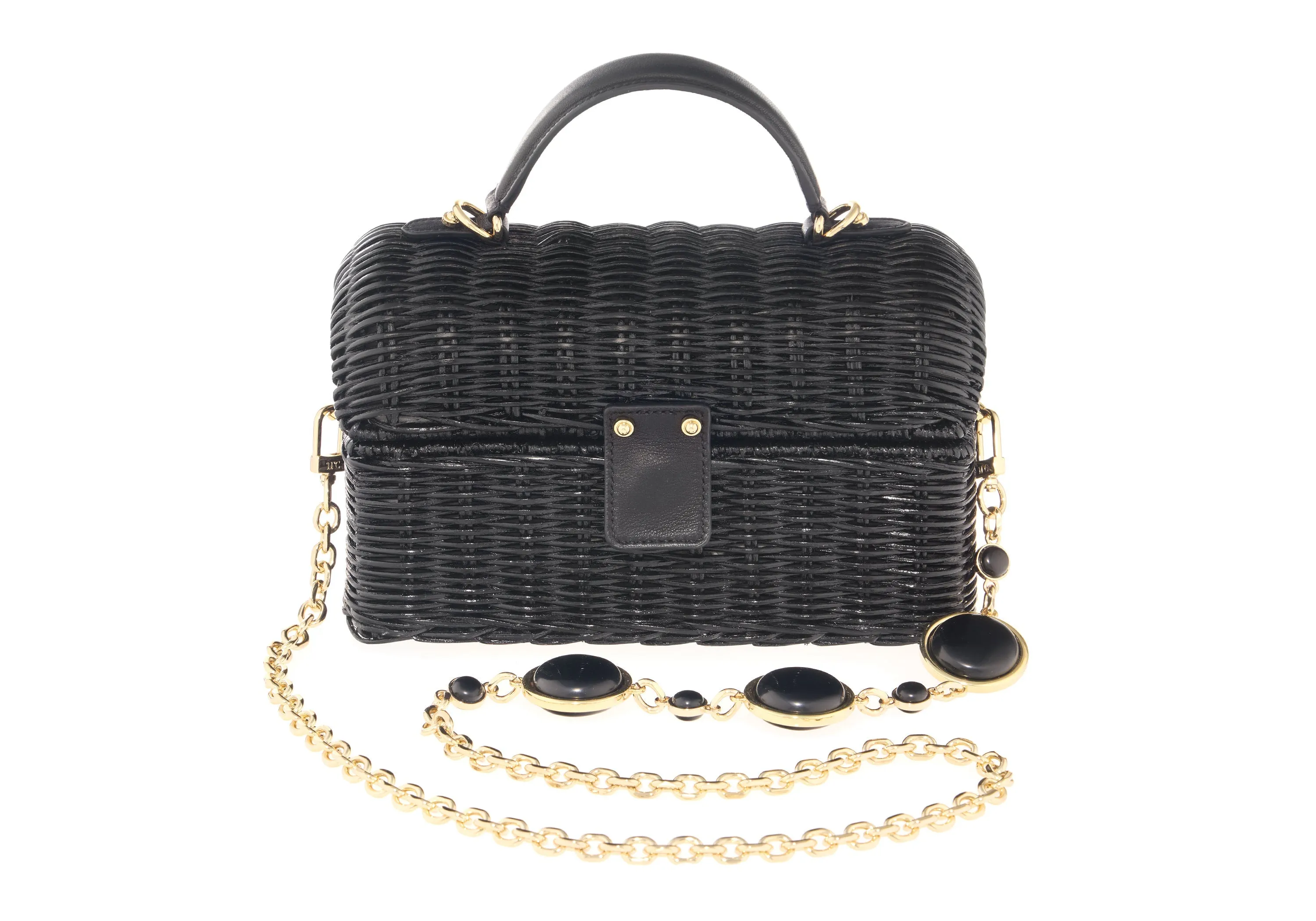 Isla Wicker Basket Semi-Precious Stones Black sold by Judith Leiber