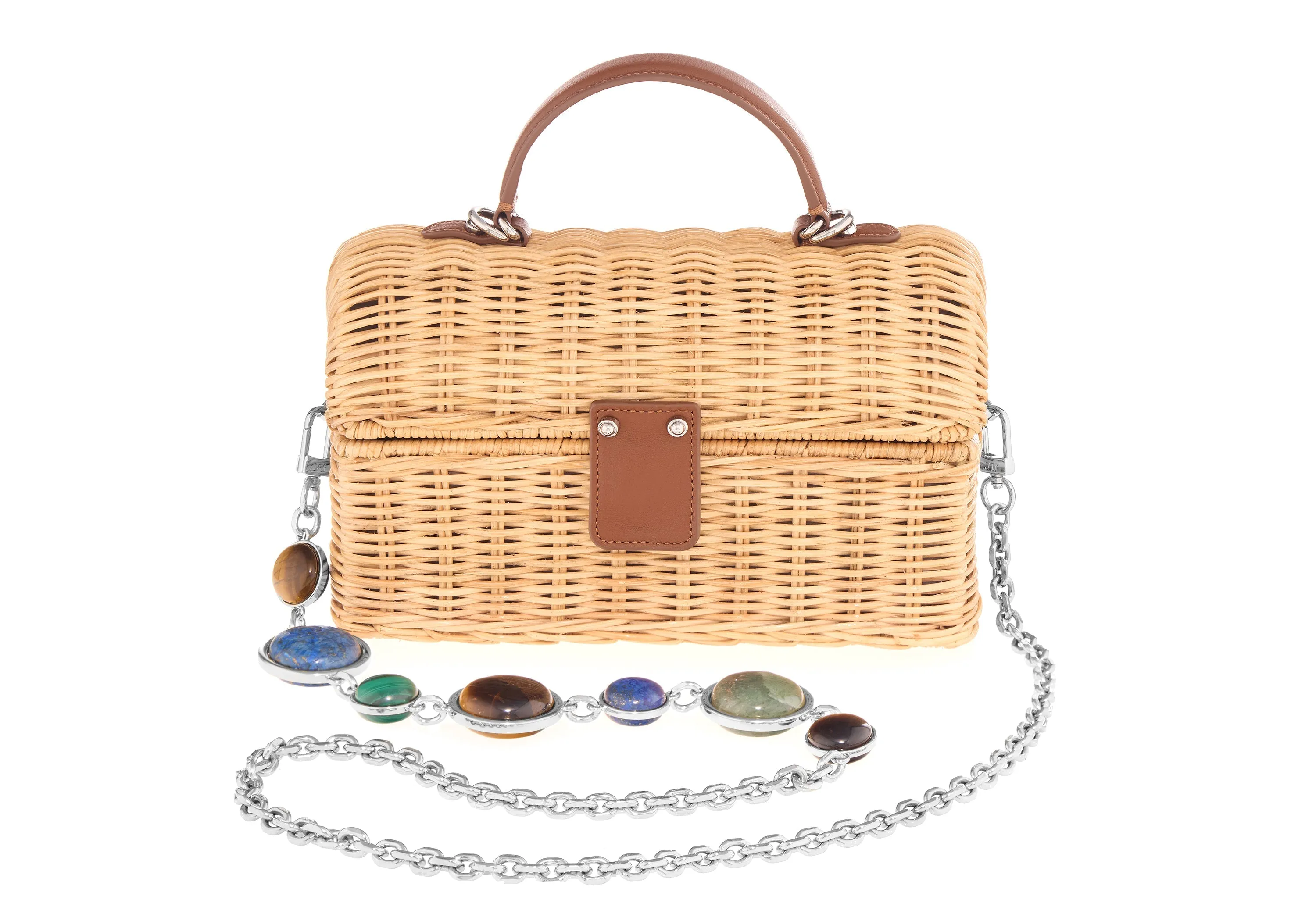 Isla Wicker Basket Semi-Precious Stones Natural sold by Judith Leiber