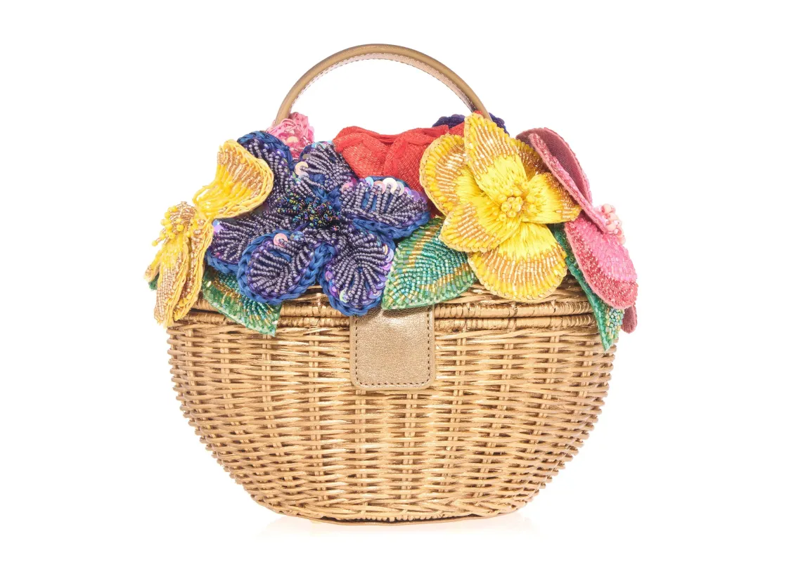 Dorothy Basket Flower Bouquet Champagne made by Judith Leiber