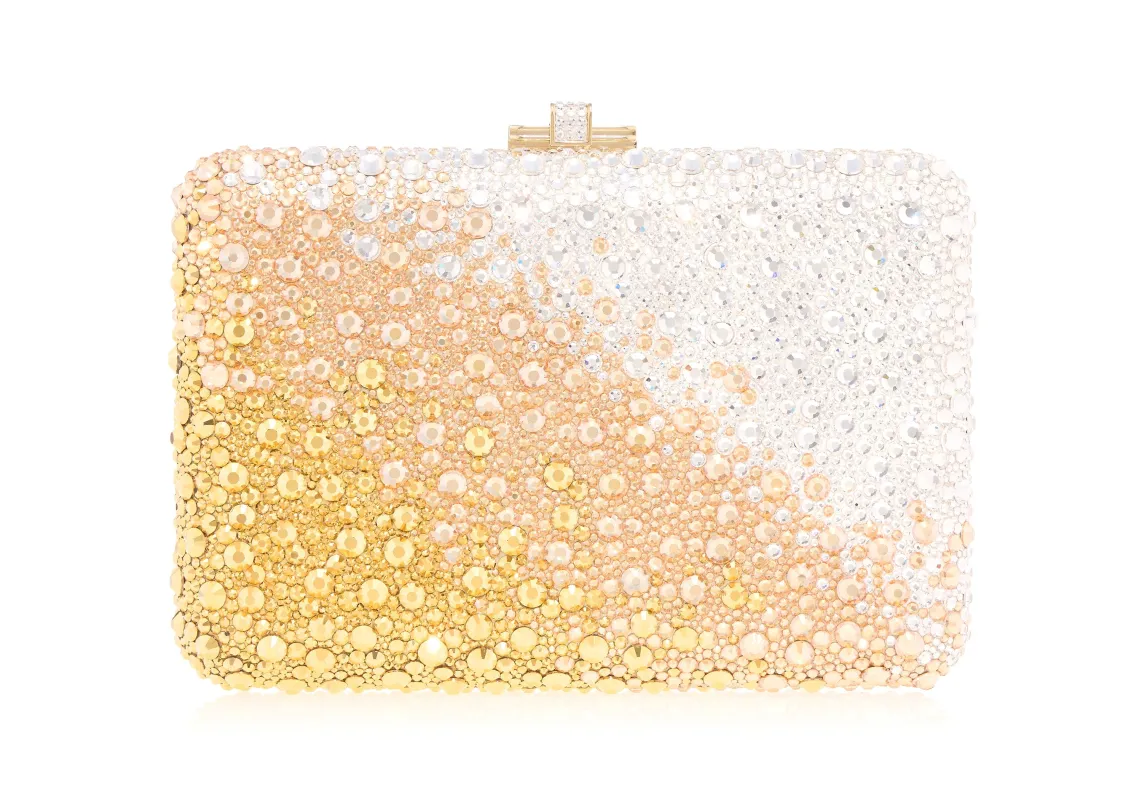 Slim Slide Gradient Caviar Gold sold by Judith Leiber