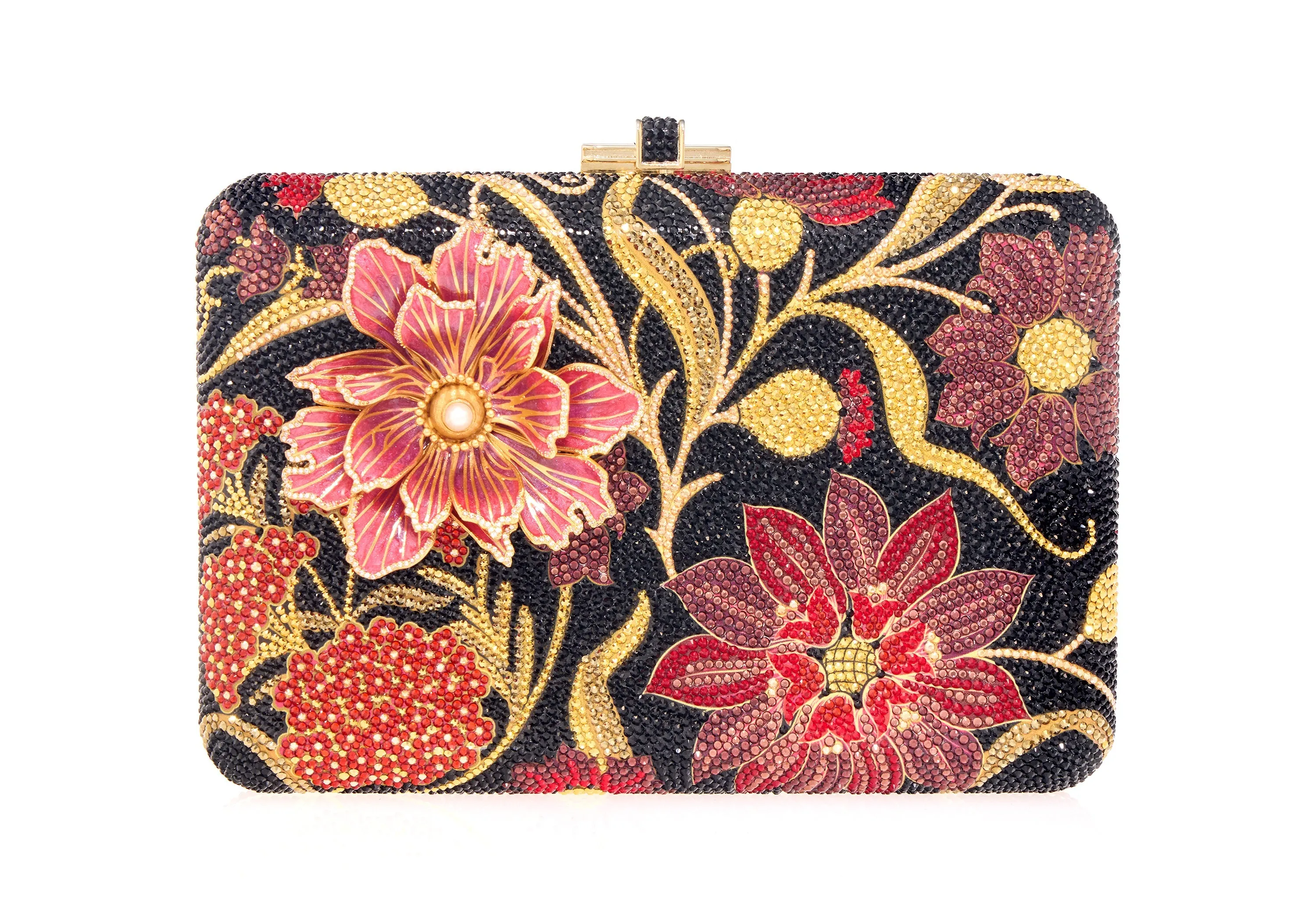 Slim Slide Dancing Floral Red sold by Judith Leiber