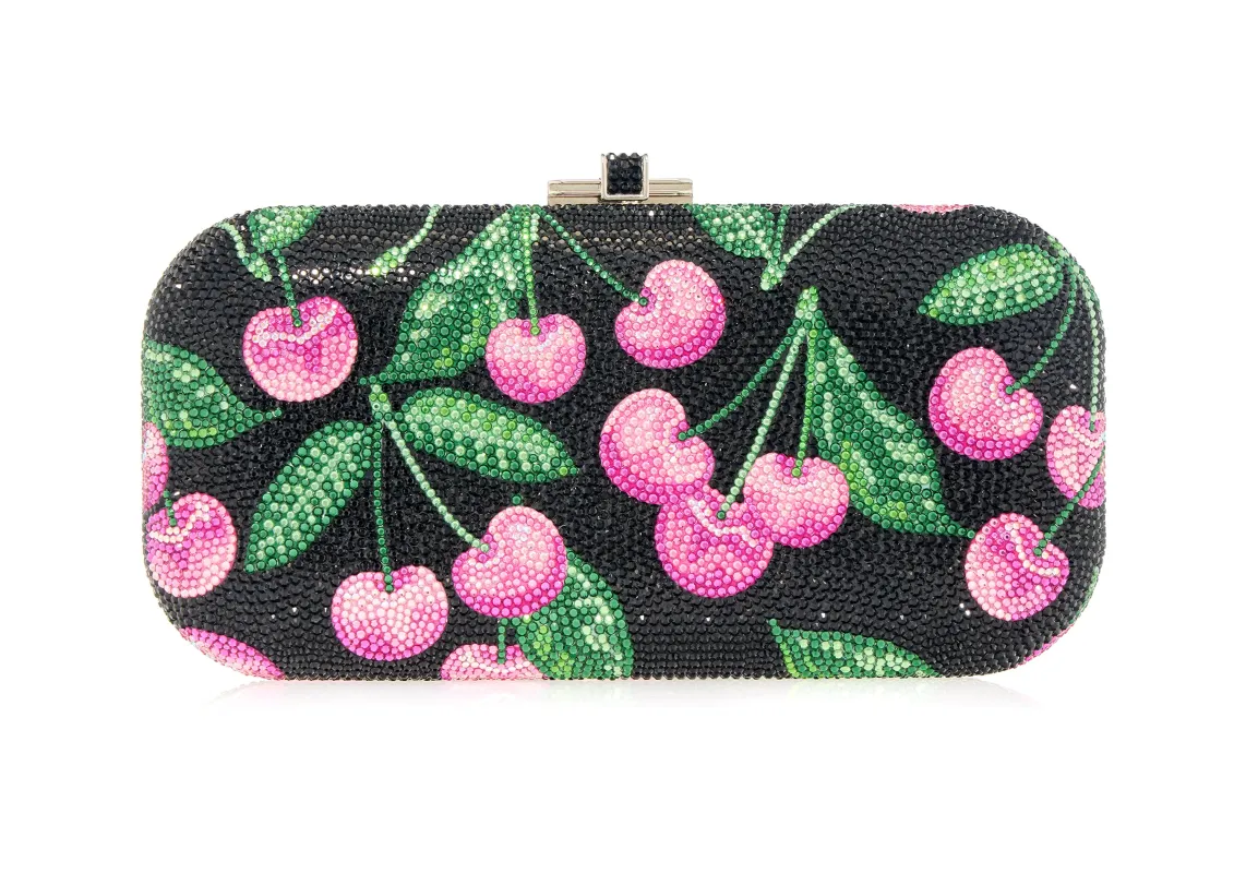 Long Slide Bing Cherries Black made by Judith Leiber