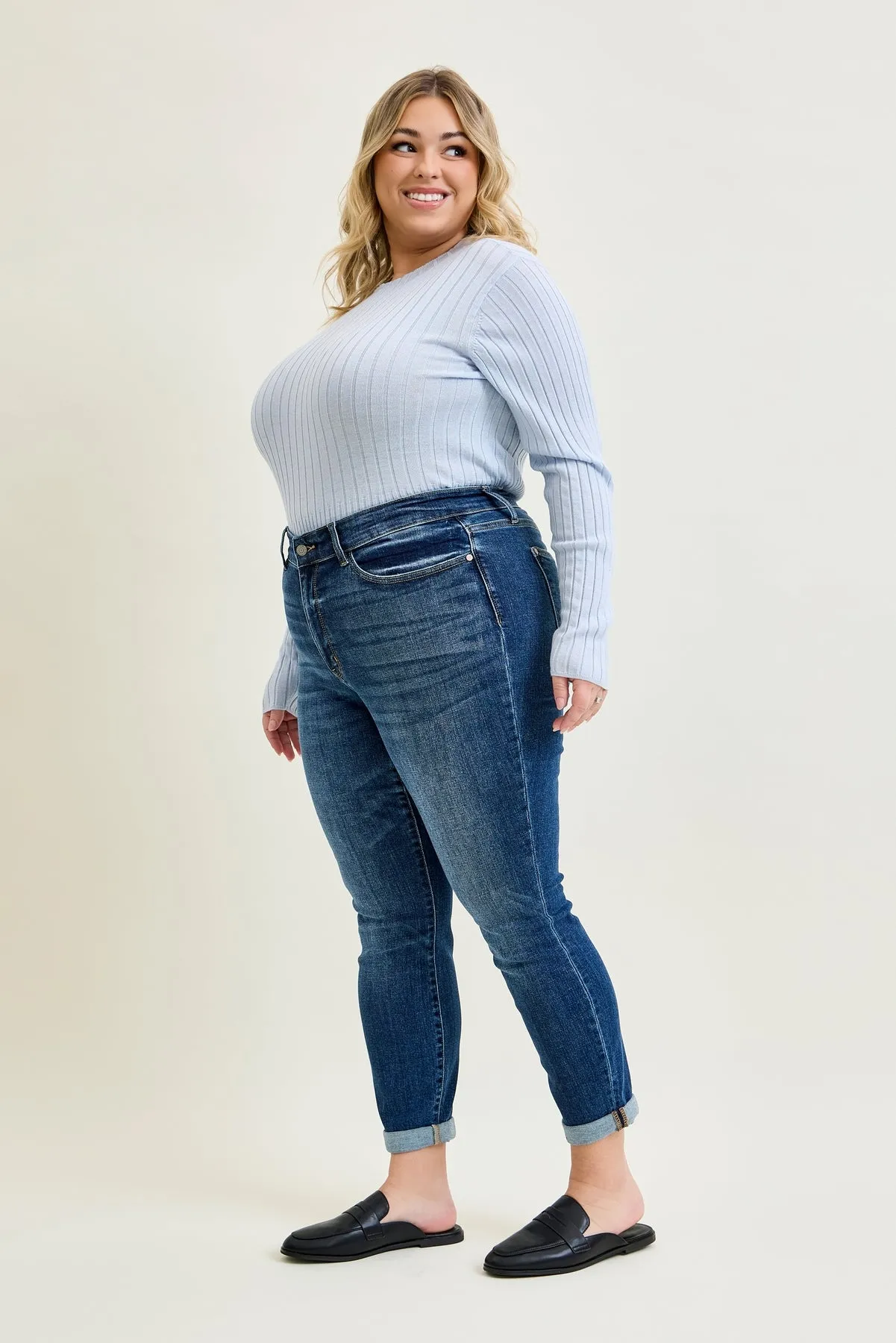 Addison Mid Rise Classic Cuffed Boyfriend Jeans- PLUS sold by Judy Blue product image thumbnail 4