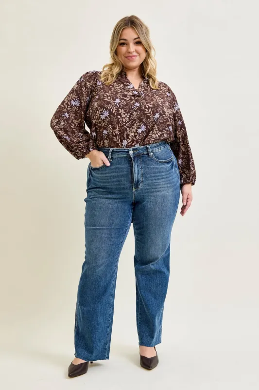 Alyson Mid Rise Tummy Control Vintage Straight Jeans - PLUS sold by Judy Blue