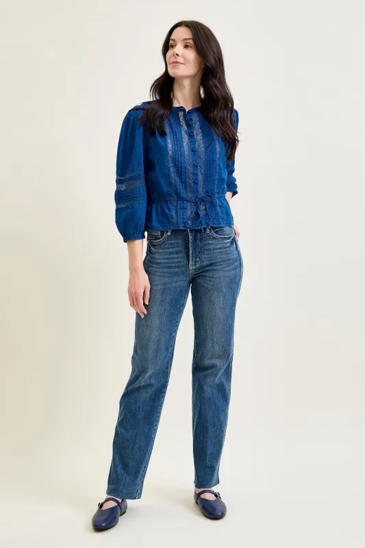 Alyson Mid Rise Tummy Control Vintage Straight Jeans sold by Judy Blue