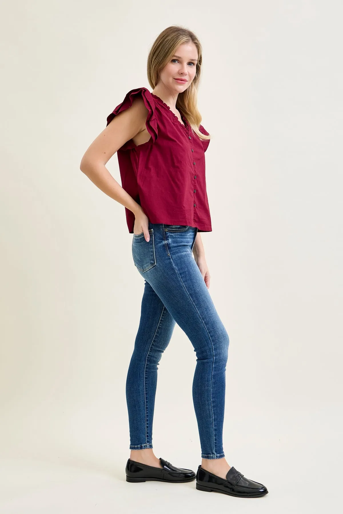 Rose Classic Button Fly Skinny Jeans sold by Judy Blue product image thumbnail 3
