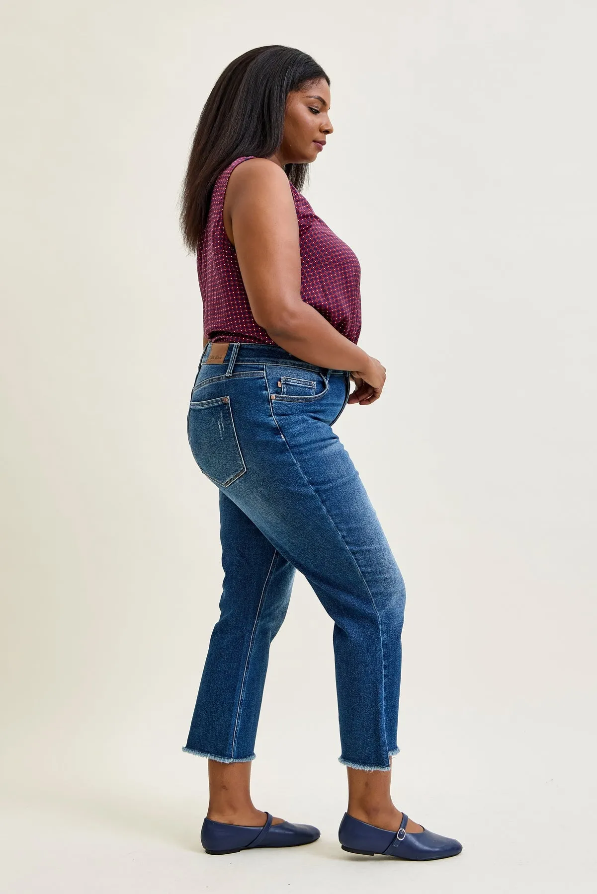 Scarlett High Rise Dark Wash Kick Flare - PLUS sold by Judy Blue product image thumbnail 2