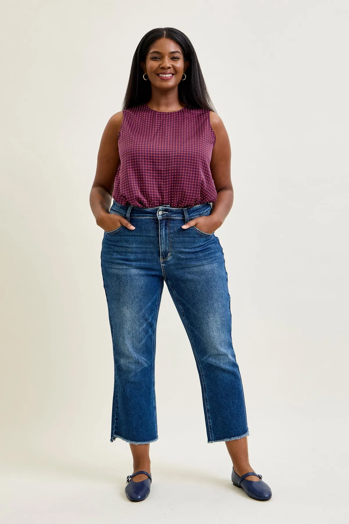 Scarlett High Rise Dark Wash Kick Flare - PLUS sold by Judy Blue