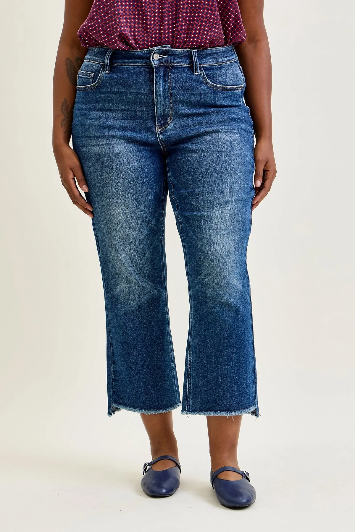 Scarlett High Rise Dark Wash Kick Flare - PLUS sold by Judy Blue product image thumbnail 5