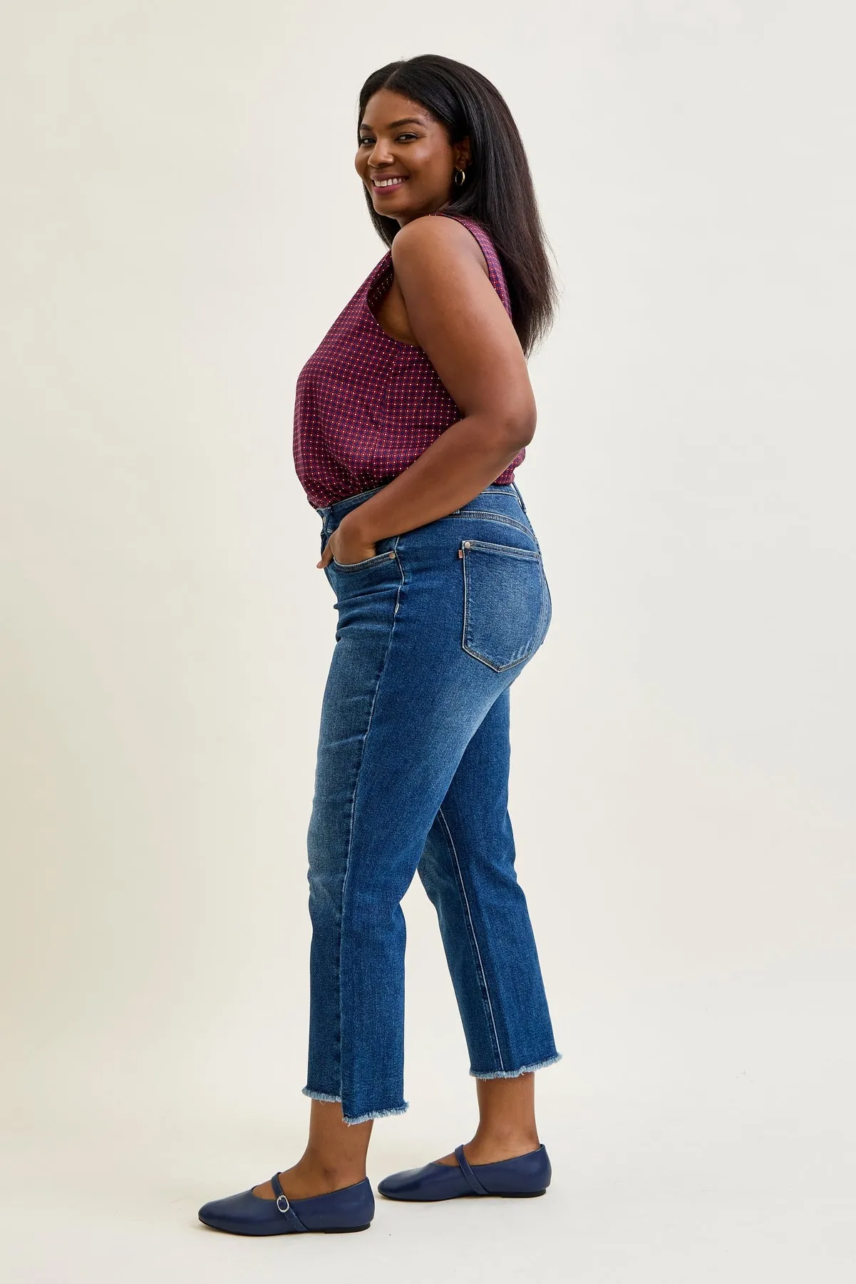 Scarlett High Rise Dark Wash Kick Flare - PLUS sold by Judy Blue product image thumbnail 3