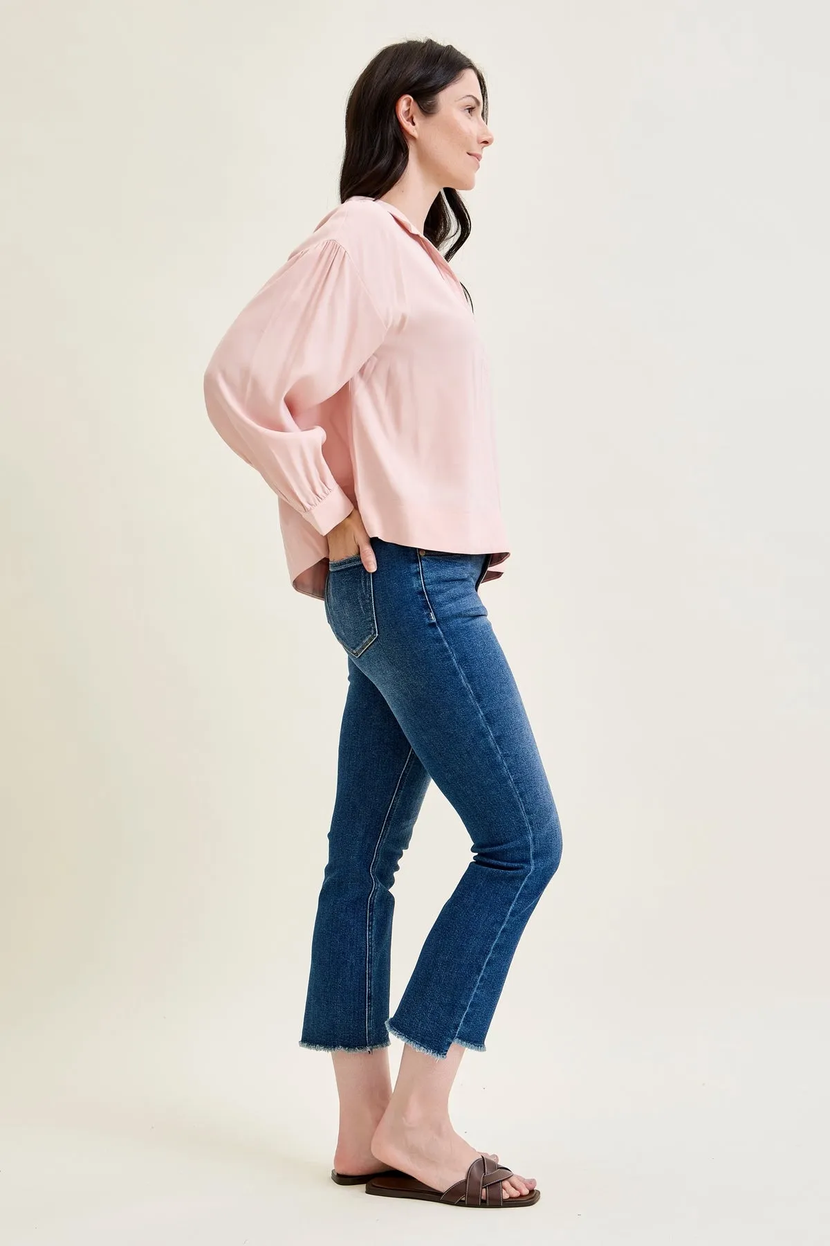 Scarlett High Rise Dark Wash Kick Flare sold by Judy Blue product image thumbnail 5