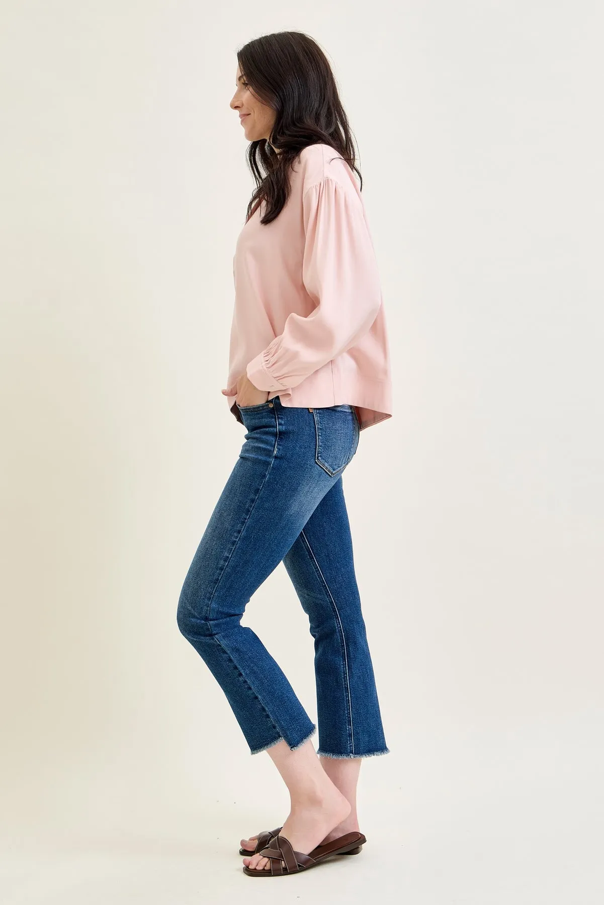 Scarlett High Rise Dark Wash Kick Flare sold by Judy Blue product image thumbnail 3