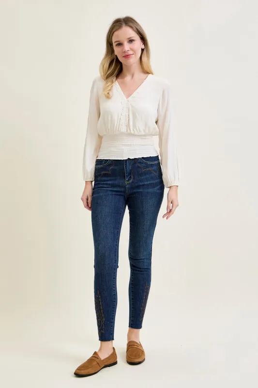 Sarah High Rise Skinny With Western Embroidery Detail sold by Judy Blue