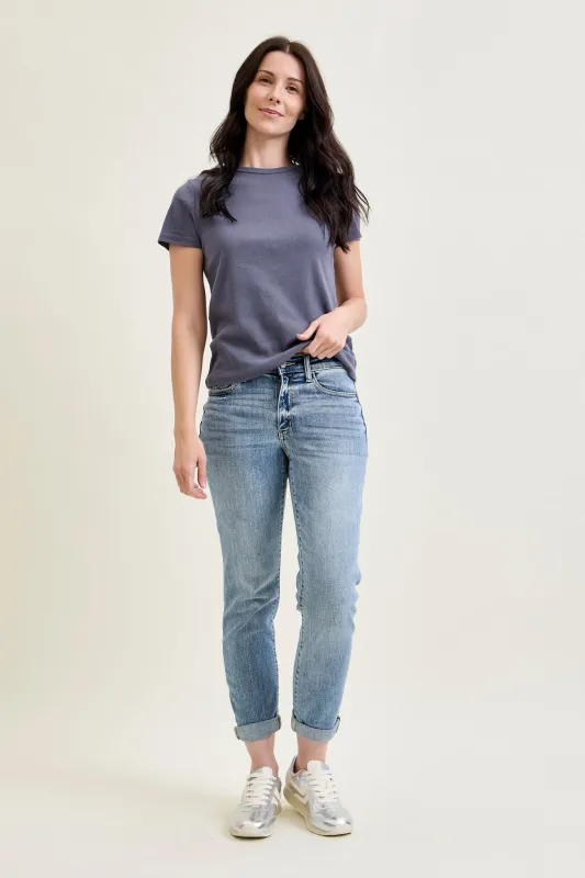 Michelle Mid Rise Vintage Wash Boyfriend Jeans sold by Judy Blue