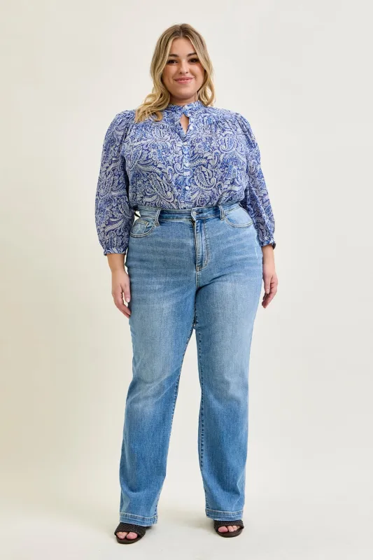 Aliana High Rise Trouser Straight Fit Jeans - PLUS sold by Judy Blue