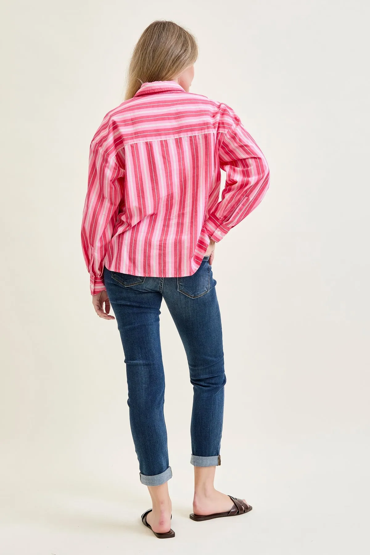 Aubree Mid Rise Distressed Boyfriend with Cuffed Hem sold by Judy Blue product image thumbnail 3