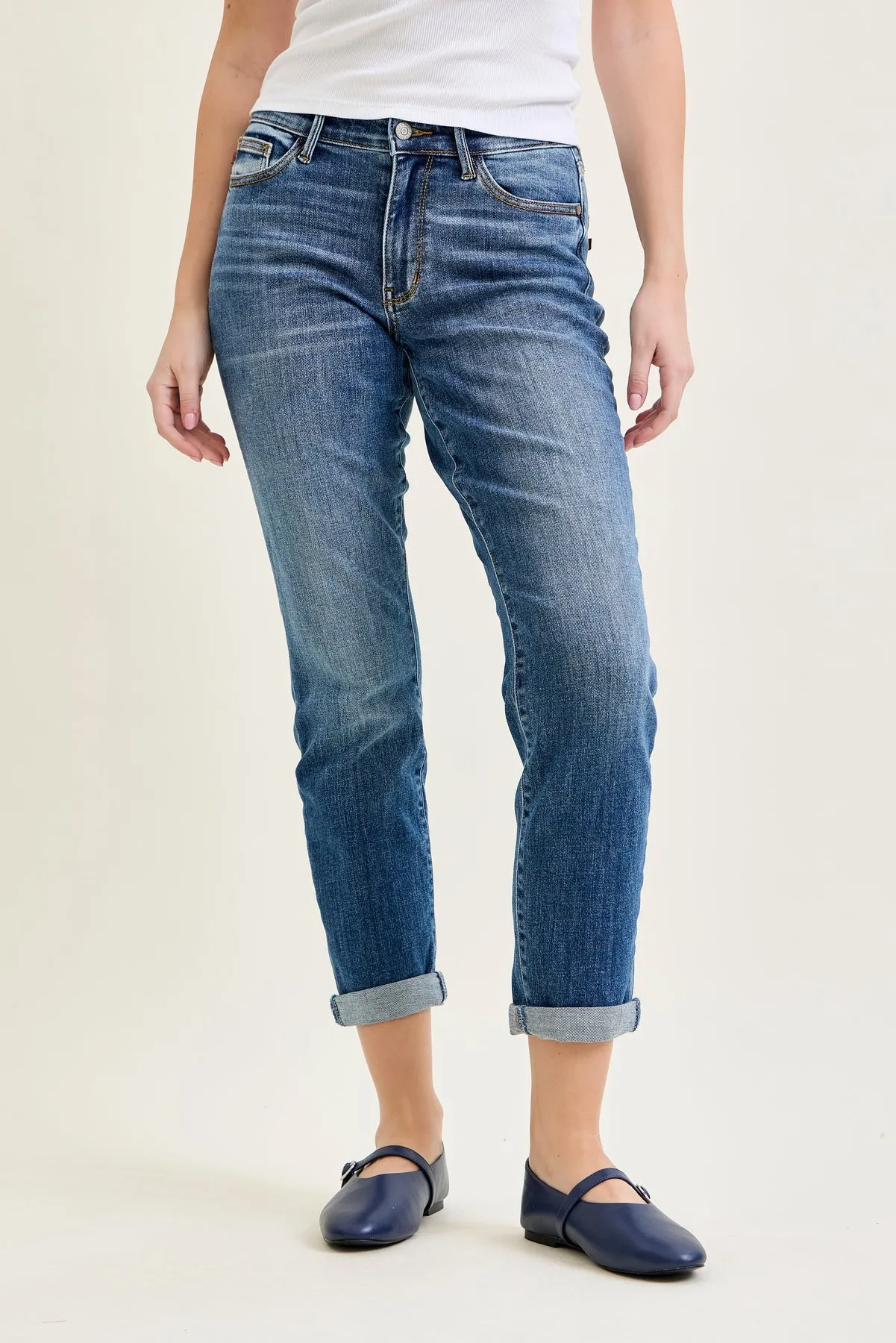 Amber Mid Rise Vintage Wash Non-Distressed Boyfriend sold by Judy Blue product image thumbnail 5