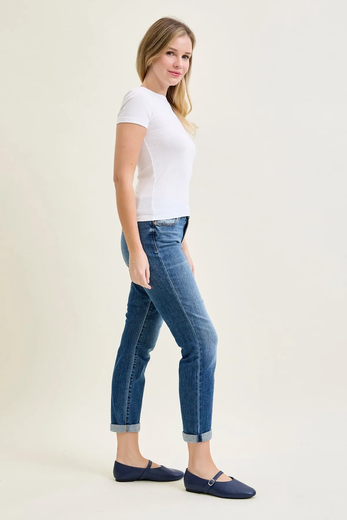 Amber Mid Rise Vintage Wash Non-Distressed Boyfriend sold by Judy Blue product image thumbnail 2