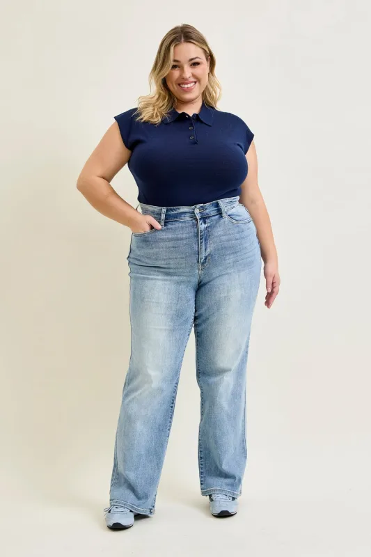 Florence High Rise Light Wash Straight Leg Jeans - PLUS sold by Judy Blue