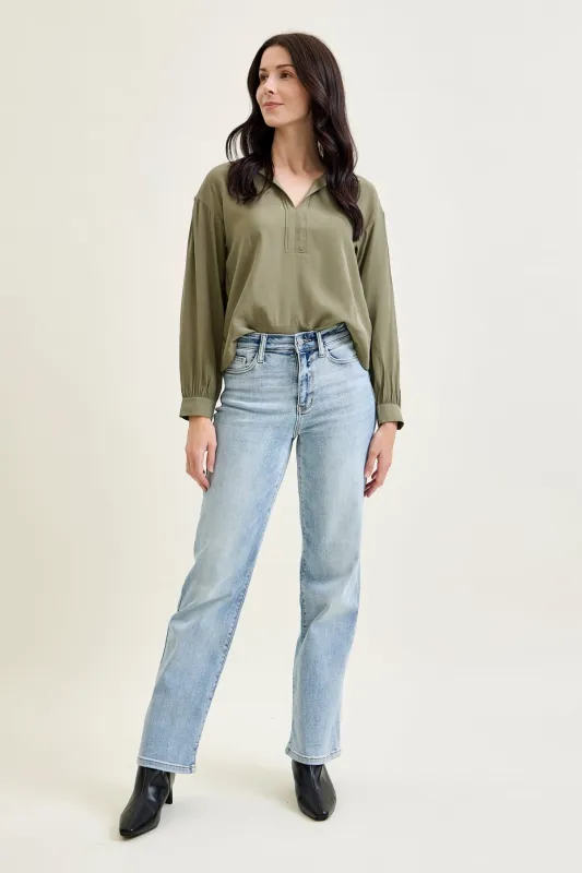 Florence High Rise Light Wash Straight Leg Jeans made by Judy Blue