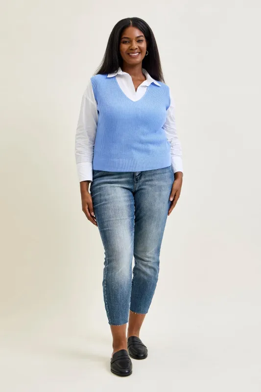 Chase High Rise Raw Hem Relaxed Fit - PLUS sold by Judy Blue