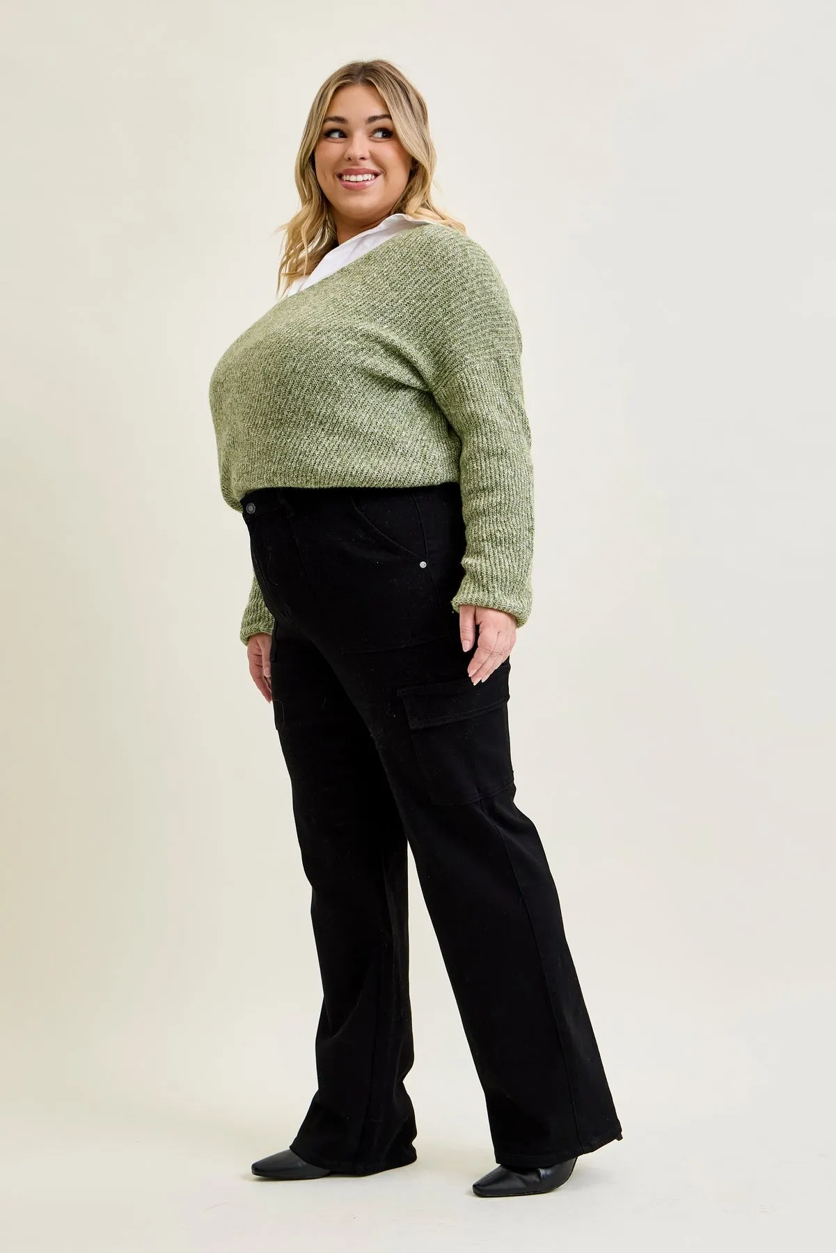 Krystal High Rise Cargo Wide Leg - PLUS sold by Judy Blue product image thumbnail 2