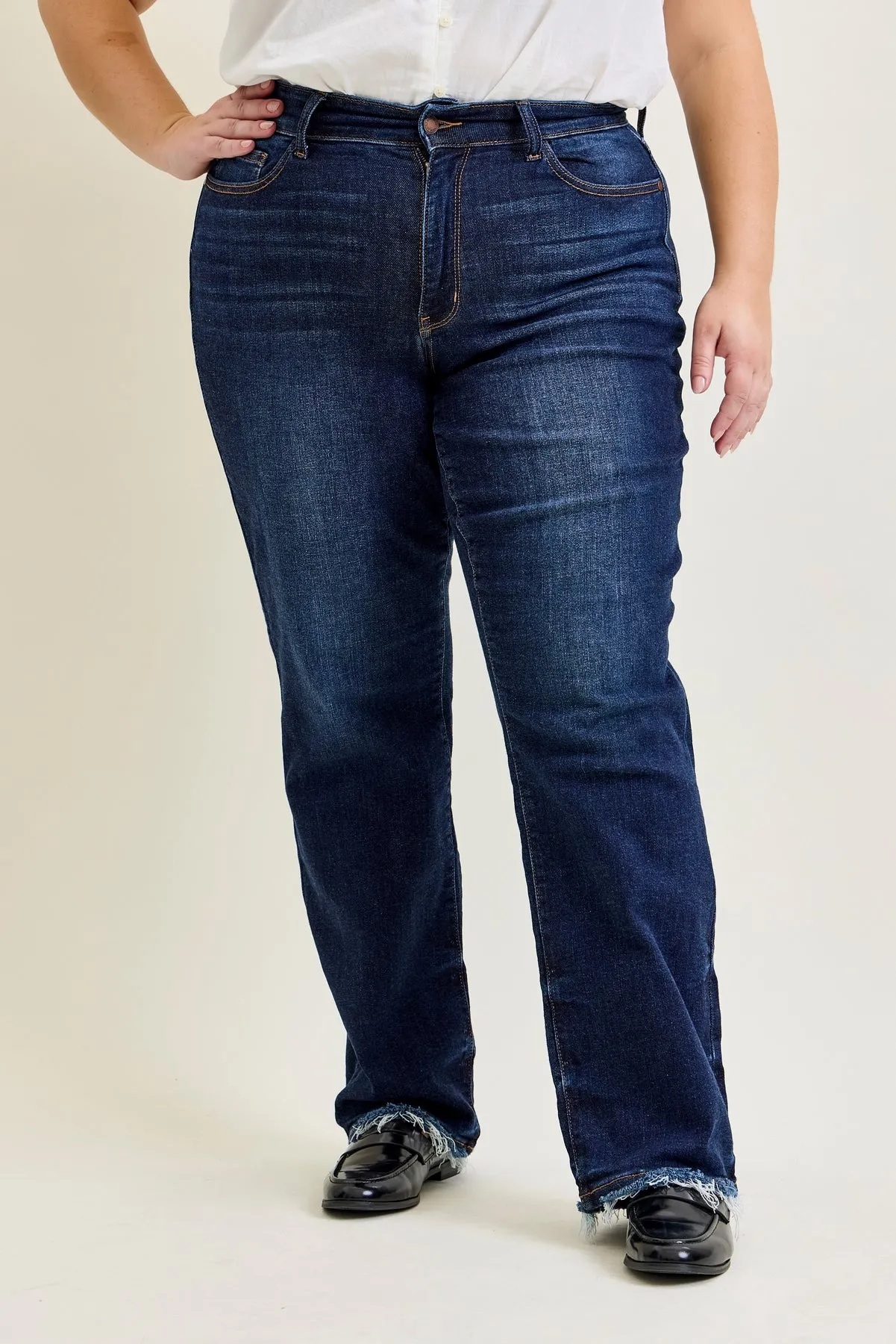 Selena Mid Rise Straight Leg with Fray Hem - PLUS sold by Judy Blue product image thumbnail 5
